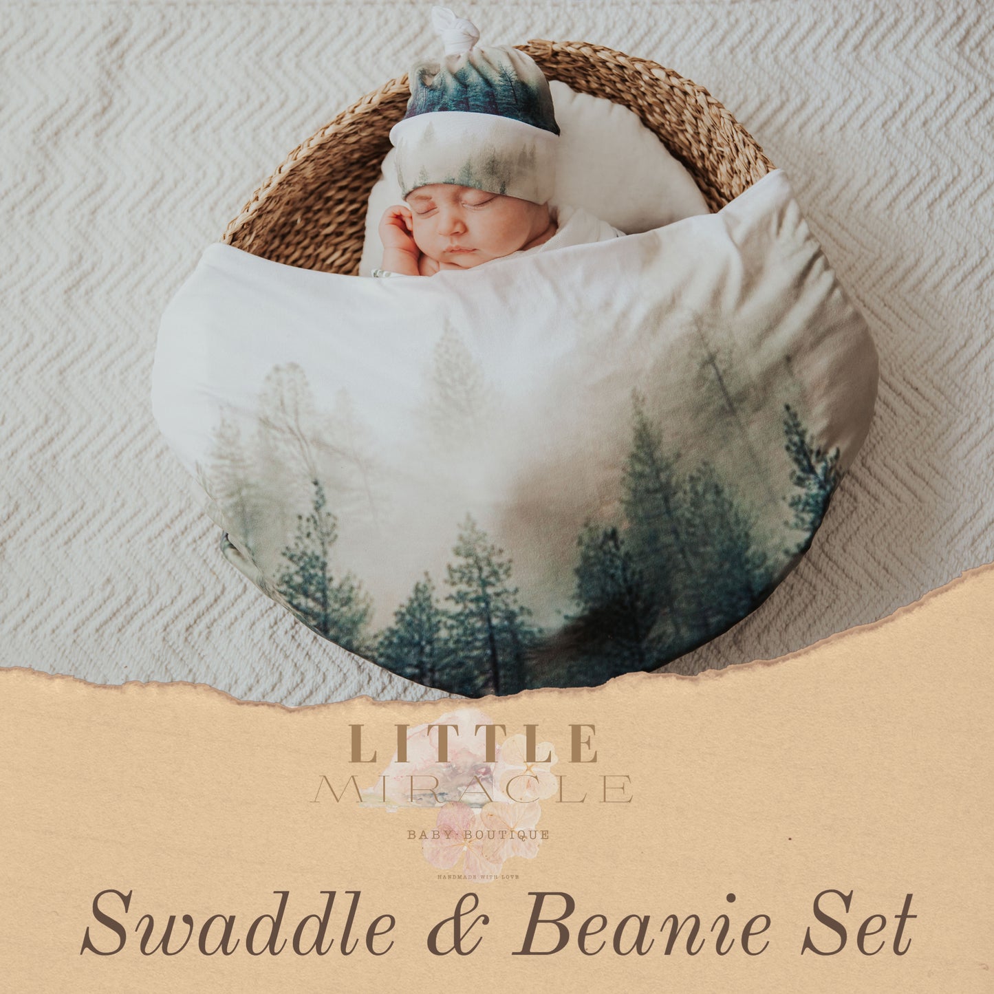 Swaddle & Beanie Set - #MistyForest