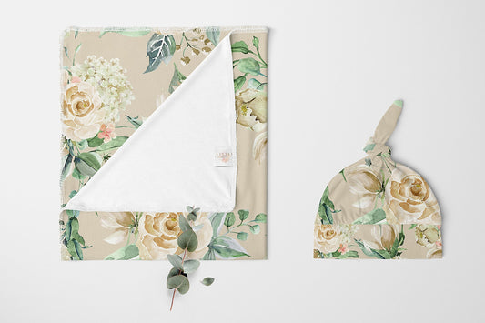 Swaddle & Beanie Set - Rosiefloral
